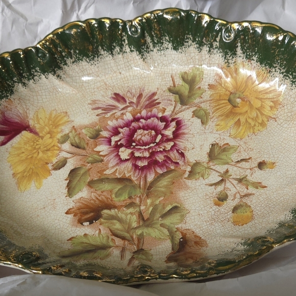 Antique Barkers & Kent "Chrysanthemum" Oval Plate | Victorian Hand-Painted - Picture 7 of 10